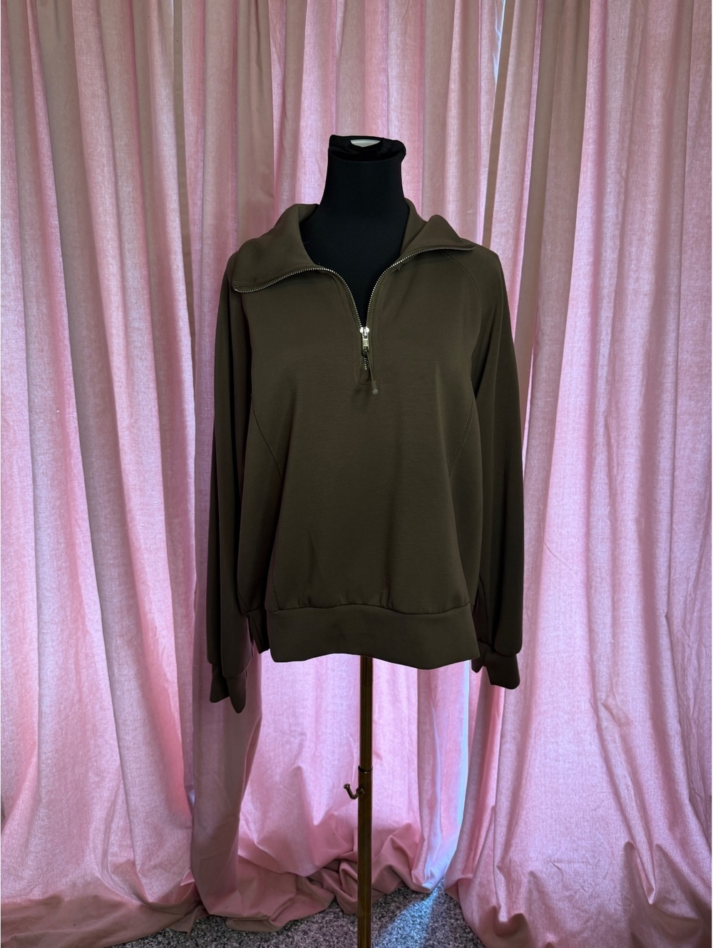 Brown Quarter-Zip Pullover Sweatshirt Size XL